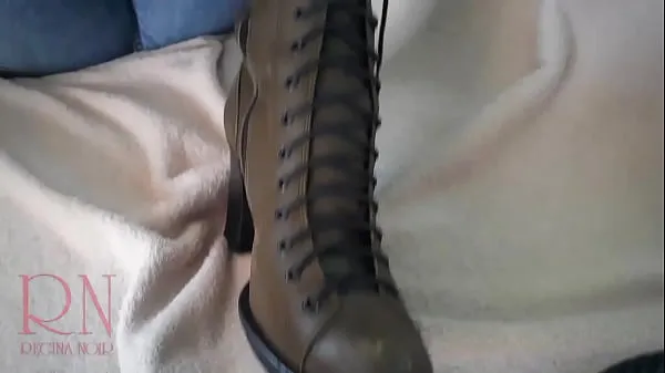 XXX Look, what mighty heels! I can step on your balls with my heel! Oooh, fetishist! Maybe I should step on your face? Or step on your dick? The laces are strong! I can tie your dick! Smell the new skin of my boots! You can cum! Come to me more often mega filmy