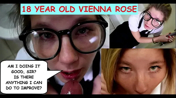 XXX Do you guys like getting blowjobs from an 18 year old girl?" Eighteen year old Vienna Rose asks submissively to a man old enough to be her megafilmer