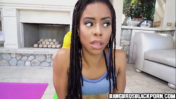 XXX Ebony babe gets naughty during her yoga training mega Movies