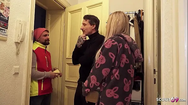XXX German Teen Couple talk postman to Fuck his Girlfriend while he watch megafilmy