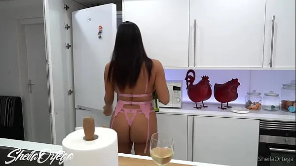 Big boobs latina Sheila Ortega doing blowjob with real BBC cock on the kitchen
