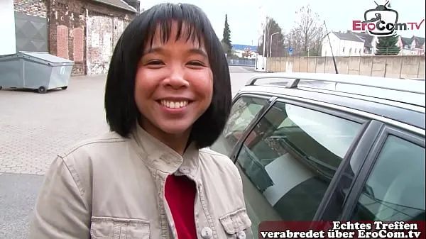 XXX German Asian young woman next door approached on the street for orgasm casting megafilmer